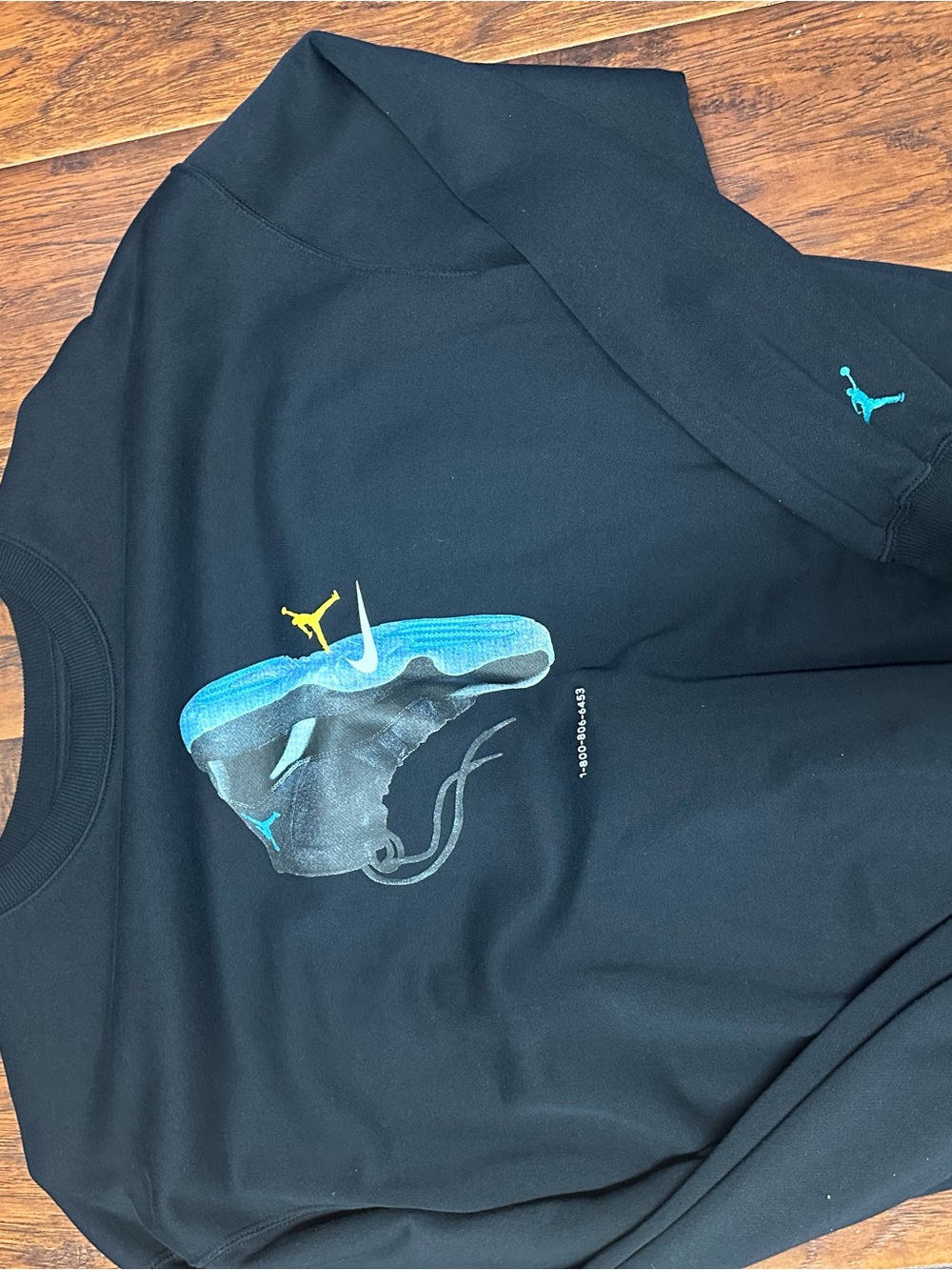 Jordan Men’s Black Swim Shirt with Blue and Yellow Sneaker Graphic